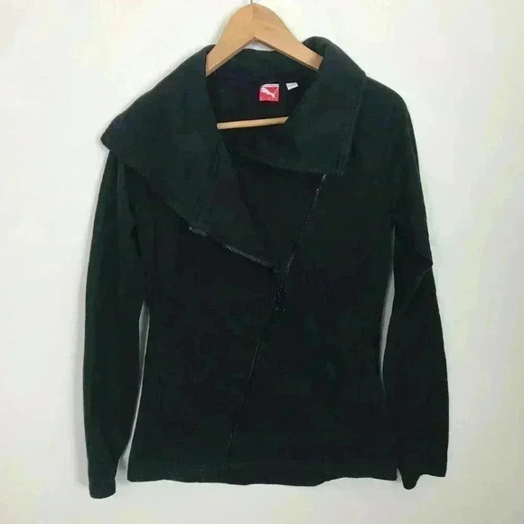 Puma Women XS Full Zip Black Cotton Logo Jacket - Picture 2 of 6